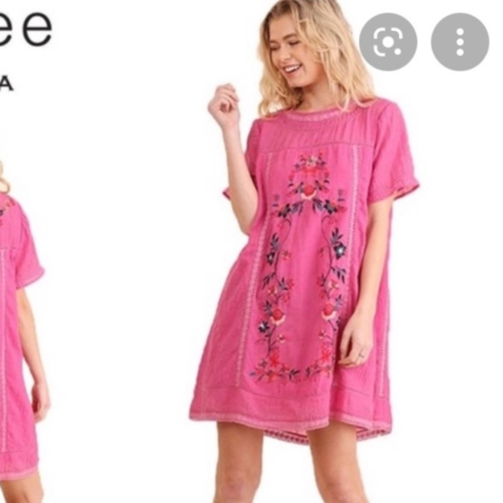 Umgee Pink Embroidered Dress
